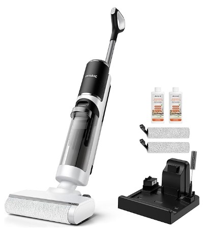 IMAGIC M3 Wet Dry Vacuum Cleaner, Cordless Vacuum Mop All in One for Hard Floors, Lightweight Floor Cleaner for Sticky Messes with Edge Cleaning, Self-Cleaning and Hot Air Drying, White