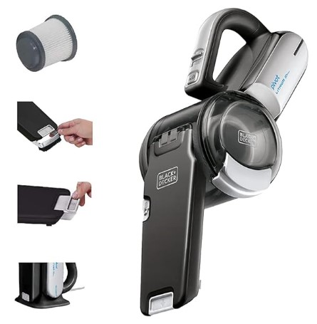 BLACK+DECKER dustbuster PIVOT VAC Cordless Handheld Vacuum, Home and Car Vacuum with Crevice Tool and Pivot Nozzle (BDH2000PL)