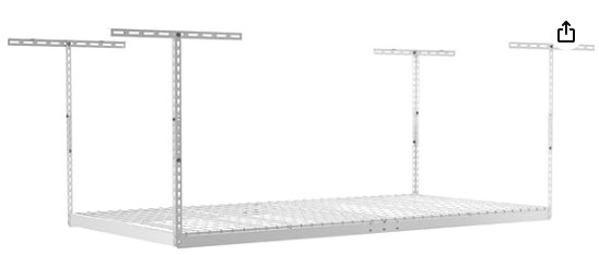 Best Heavy-Duty Overhead Racks for Garage Storage 4 SafeRacks 4 ft x 8 ft Overhead Storage Rack Adjustable 24 in - 45in Height (White) With Accessory Pack With 5-Piece Hook Accessory Pack