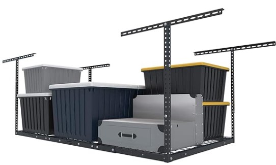 Best Heavy-Duty Overhead Racks for Garage Storage 6 FLEXIMOUNTS 3x6 Overhead Garage Storage Adjustable Ceiling Rack 72" Length x 36" Width x 40" Height, 450lbs Weight Capacity, Black, Classic Series