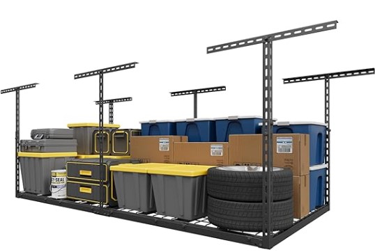 Best Heavy-Duty Overhead Racks for Garage Storage 7 3X6FT Overhead Garage Storage Rack, 26"-40" Height Adjustable Garage Ceiling Storage Racks, Heavy Duty Metal Overhead Storage Organizer System, 450LBS Weight Capacity