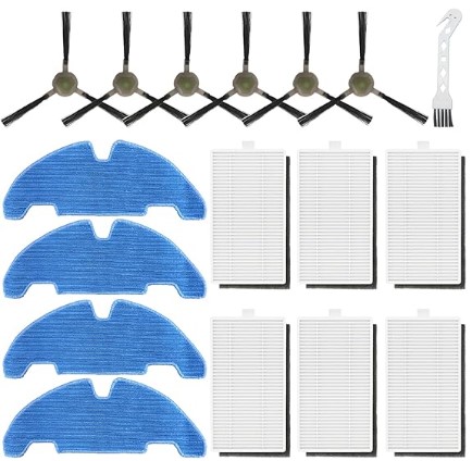 Best Replacement Mop/Brush kits for Roborock/Roomba 5 17 Pack Replacement Accessories Kit for Lefant M330 Pro Vacuum Cleaner, 6 Side Brush, 6 HEPA Filter, 4 Mop Pads, 1 Cleaning Brush