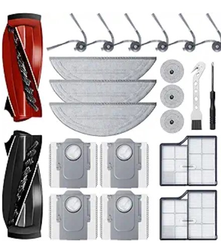Best Replacement Mop/Brush kits for Roborock/Roomba 7 Accessories Kit for Saros 10 Robot Vacuum Replacement Parts, 1 Main Brush Set, 2 Filters, 6 Mop Pads, 6 Side Brushes, 4 Dust Bags, 1 Cleaning Brush, 1 Screwdriver