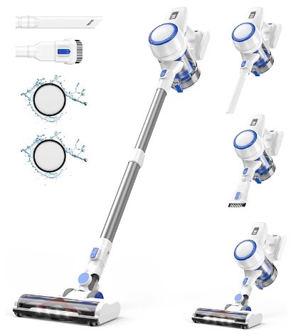 Cordless Vacuum Cleaner, 180W Stick Vacuum with 45 Mins Runtime, 2 Suction Modes, Anti-Tangle Brush Head, Lightweight Vacuum Cleaner for Home