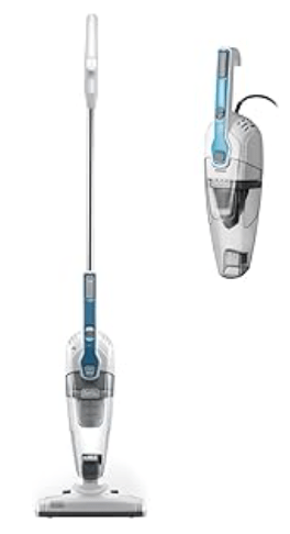 Black & Decker BDST1609 3-in-1 Corded Lightweight Handheld Cleaner & Stick Vacuum Cleaner, White with Aqua Blue