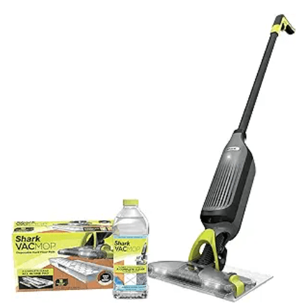 Shark VACMOP Pro Cordless Hard Floor Vacuum Mop with On-Demand Spray and Headlights, includes 4 Disposable VACMOP Pads and a 12oz VACMOP solution, Charcoal Gray, VM252