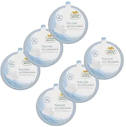 Best Scented Vacuum Discs and Deodorizers for Pet Owners 3 Citrus Magic Odor Absorbing Solid Air Freshener, Pure Linen, 8-Ounce, Pack of 6