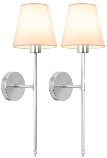 Best Battery-Operated Sconces for Damage-Free Decorating 4 NIORSUN Battery Operated Wall Sconce Set of 2,Brushed Nickel Rechargeable Wall Lights with 5200mAh Dimmable Detachable Bulbs and Remote, 10 Colors Wireless Sconces for Bedroom Living Room Hallway
