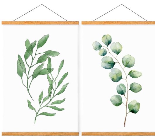 WITCOLOR 2 Pack Magnetic Poster Hanger Frame, 8x10 8x12 8x20 Poster Frames Wood Wooden Magnet Hanging Kit for Walls Print Poster Canvas Artwork Diamond Painting