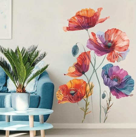 DIY Wall Decal Peeling and pasting, Detachable Wall Decal Mural, Vinyl Lotus Wall Decal, Girl Bedroom, Living Room, Bathroom Wall Art Decoration