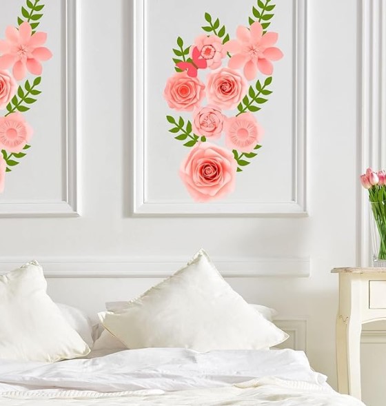 Harloon 60 Pcs Large Paper Flower Template Kit DIY Paper Flowers Decorations for Wall Flower Petal Stencil, 9 Types of Flowers for Wedding Birthday party Photography Backdrop