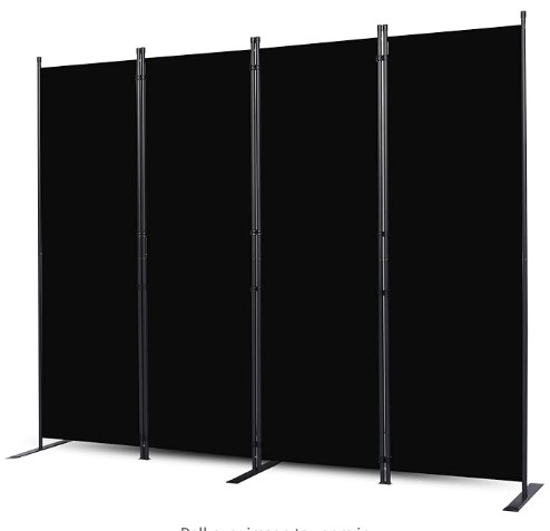 Room Divider, 4 Panel Folding Privacy Screens with Wider Feet, 6 Ft Portable Room Partition for Room Separator, Room Divider Panel 88" W X 71" H, Partition Room Dividers Freestanding,Black