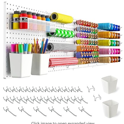Peg board,Pegboard 32"*32",White Pegboard 4pcs and 32 Peg board Organizer Accessories,Pegboard Wall Organizer,Peg boards,Peg boards for Walls,ABS Plastic Pegboard for Craft Room Garage Kitchen office