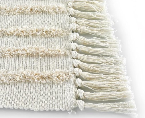 Lanffia Boho Area Rug 5' x 7',Tufted Cotton Rainbow Living Room Rug Hand Woven Washable Farmhouse Tribal Floor Carpet for Entryway Bedroom Kitchen, Beige