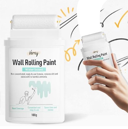 White Paint, White Paint for Wall Touch up Paint for Walls, Water Based &Low Odor Wall Paint with Roller Brush, White Wall Paint Repair Kit for Flat, Ceiling Wall- No Extra Tools Required, Low VOC