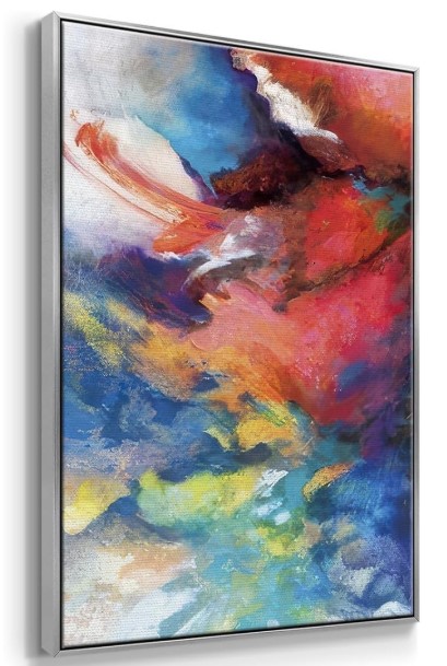 Best Large-Scale Wall Art Sets for Double-Height Ceilings 6 Renditions Gallery Abstract Wall Art Colorful Painting Picture Modern Graffiti Artwork Home Décor Canvas Prints Wall Decorations for Bedroom and Bathroom-Silver Floater Frame-16”x24”x3 Panels, LS011