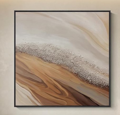 Best Large-Scale Wall Art Sets for Double-Height Ceilings 7 Extra Large Framed Neutral Abstract Wall Art for Living Room, Oversized Square Modern Canvas Prints Paintings, Beige and Earth Tone Pictures for Hallway Dining Bedroom Office Wall Decor 40x40 In