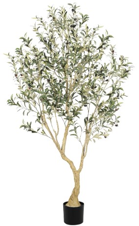 Best Realistic Faux Olive Trees for an Upscale Interior 4 Olive Tree 6ft - Olive Trees Artificial Indoor with Large Olive Branches and Lifelike Fruits - Faux Olive Tree for Modern Home Office House Living Room Decor