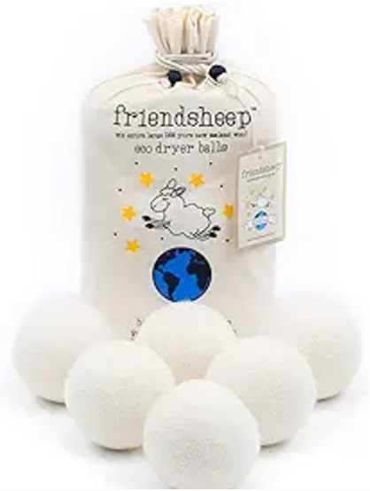 Wool Dryer Balls by Friendsheep 6 Pack XL Organic Premium Reusable Cruelty Free Handmade Fair Trade No Lint Fabric Softener White - "Creamy White"
