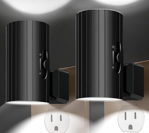 Night Lights Plug into Wall, LED Plug in Night Light with Light Sensor, 0-100LM Adjustable Brightness Wall Light, 5000K Daylight White, 2Pcs Dimmable Automatic Night Light for Hallway Bedroom Stairway
