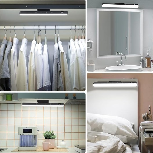 WILLED 5W Dimmable Mirror Lights,3 Colors Adjustable Makeup Light with 120 LED,2500mAh Rechargeable Under Cabinet Led,Stick on Touch Light,Magnetic Wall Light for Cabinet,Kitchen,Closet,Bedside,Desk
