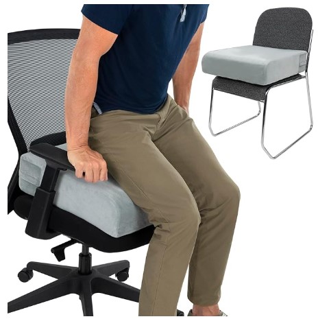 Vive Seat and Chair Cushion - Easy Rise for Elderly for Office, Wheelchair, Desk, Car & Couch - For Computer Use - Foam Sofa Pad With Cover - For Adults/Seniors - Relief for Back, Tailbone or Sciatica