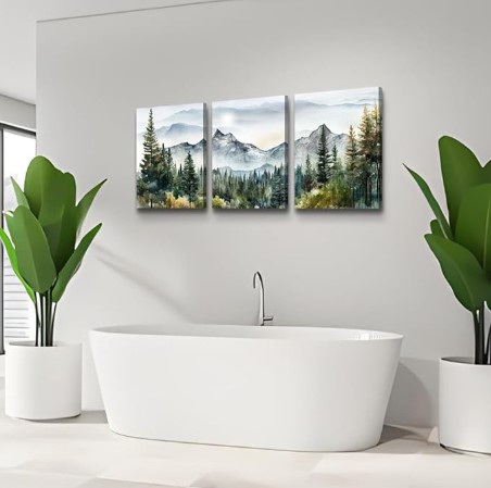 MHARTK66 Wall Art for Living Room Modern Wall Decor for Bedroom Office Decor Abstract Mountain Forest Landscapes Ink Painting 3 Piece Framed Canvas Art Prints Ready to Hang Wall Pictures Home Decor