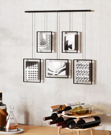 Umbra Exhibit Picture Frame Gallery Set, Adjustable Wall Collage Displays Five Photos (Two 4x6" and Three 5x7"), Set of 5, Black