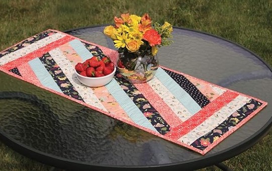 June Tailor Quilt As You Go Table Runner - Jakarta design, Natural