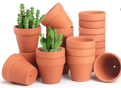 FAMILY 20 Pack 3.15 inch Terra Cotta Clay Flower Pots - Breathable and Paintable Indoor Mini Planters for Kids and Adults