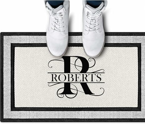 My Sign Center Door Mat, Personalized Doormat,Custom Indoor/Outdoor Monogram Doormat,Housewarming Gift, Heavy Duty Slip Resistant Backing,18x30 Inches,Polyester Top Made in USA