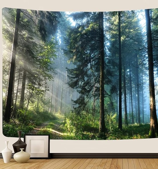 Llamazing Forest Tapestry Home Decor Landscape Tapestry Living Room Bedroom Decoration Tapestry Magic Tapestry Curtain (Morning Forest, 60''L×51''W)