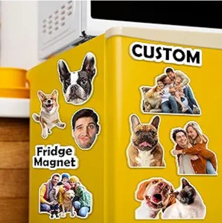 XRLSG Custom Magnets for Fridge Personalized Acrylic Shaped Refrigerator Magnet with Photo Pet Portrait Waterproof Fridge Decal Home Decoration