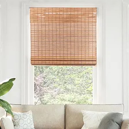 CHICOLOGY Bamboo Roman Shades - Customer Favorite Light Filtering Blinds for Windows, Premium Quality, Ideal for Home, Squirrel Brown, 34.5" W X 74" H