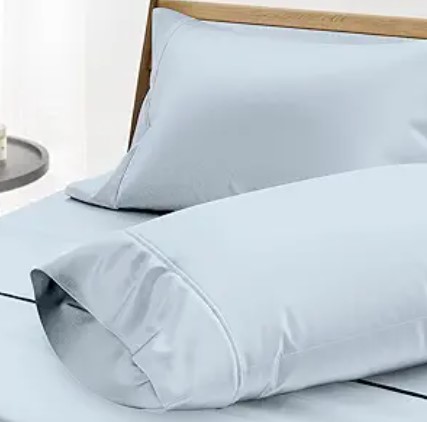 THREAD SPREAD 100% Egyptian Cotton Pillow Cases - 1000 Thread Count Pillow Cases Queen/Standard Size Set of 2, Soft & Breathable Extra Long Staple Sateen Cotton Pillow Covers for Bed - Light Blue