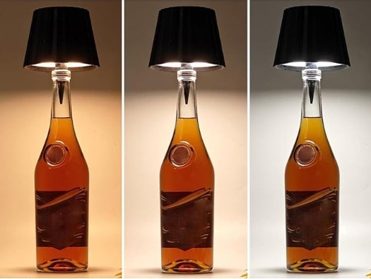 Wireless Bottle Lamp - 2024 New Portable LED Wine Bottle Lamp with 3 Color Changing, Rechargeable Touch Control Table Lamp, Cute Embed LED Night Light for Bedroom/Restaurant/Bar (Black, 1 Pcs)