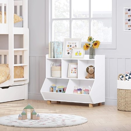 UTEX Toy Storage Organizer, Kids Bookshelf and Toy Storage with Legs, 5 Cube Storage Organizer, Children Bookcase for Kids Room, Living Room, Nursery,White