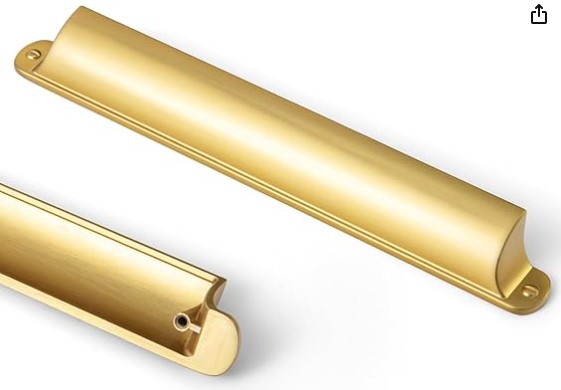 Best Brass and Gold Hardware to Elevate Generic Cabinets 7 Goo-Ki Brushed Gold Cabinet Cup Pulls Bin Drawer Pull 7.56"(192mm) c-c,6 Pack Bar Channing Cup Handles Zinc Alloy Kitchen Hardware,9628LSJ-192