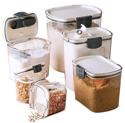 Best Airtight Storage Containers for Professional Pantries 5 Progressive ProKeeper Baker's Airtight Kitchen Storage Canister Container Set for Flour, Sugar & More, Keeps Ingredients Fresh, with Accessories (Multicolor, 6- Piece)