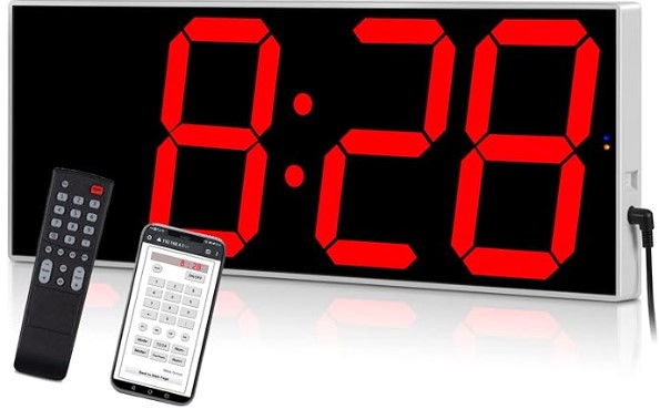 West Ocean LED Oversize Wall Clock with 6" Single Digit, Countdown, Countup, DST Multifunction WiFi Smart Digital Wall Clock (Red)
