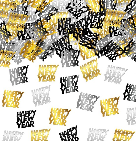 KatchOn, Black and Gold Happy New Year Confetti - 1.8 Ounce, Pack of 500 | New Years Confetti for Happy New Year Decorations 2025 | New Years Eve Party Supplies 2025 | New Years Eve Table Decorations