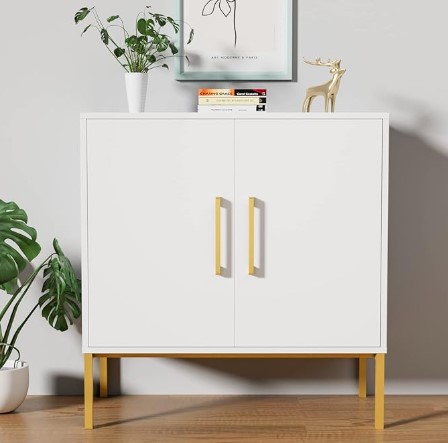 CARPETNAL Siedeboard Buffet Cabinet, White Side Storage Cabinet with Doors and Adjustable Shelves, Accent Cabinet for Kitchen, Living Room, Dining Room, Office, Hallway, Entryway