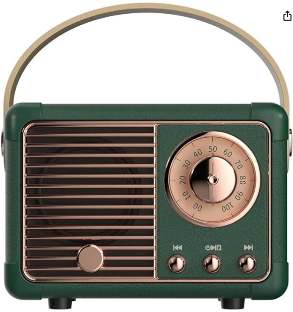 Dosmix Retro Bluetooth Speaker, Vintage Decor, Mini Wireless Bluetooth Speaker, Cute Old Fashion Style for Kitchen Desk Bedroom Office Party Outdoor Accessories for iPhone Android (Green)
