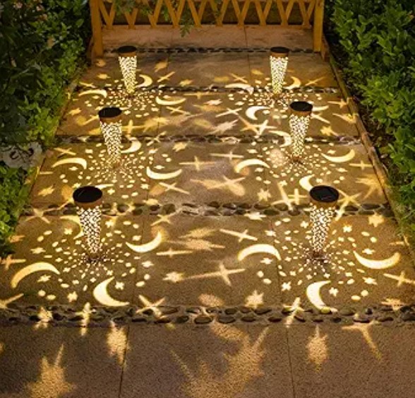 Go2garden Solar Lights Outdoor Decorative Stake Lights Waterproof with Moon Star for Patio, Pathway, Backyard, Outside Decorations, Lawn Ornaments,Garden Gifts (Copper, 6pack)