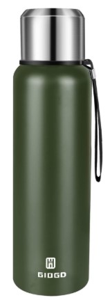 Insulated vacuum Thermo Bottle 750ml/25.4oz with cup Stainless steel coffee bottles for hot and cold drink water flask.(Green,750ml)