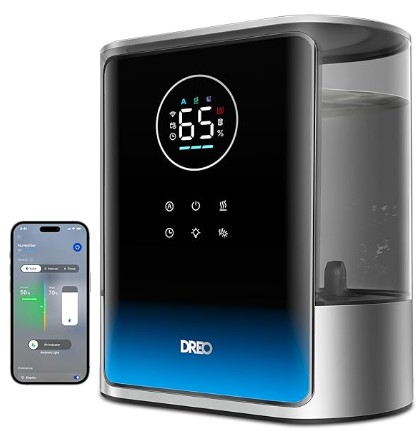 Best Ultrasonic Cool Mist Humidifiers for Allergy Symptom Relief 6 DREO 8L Smart Humidifier Large Room 600ft², HM717S, 80H Runtime Supersized Warm and Cool Mist Humidifiers for Bedroom Baby, 28dB Quiet Air Humidifier for Plants Indoor, Home, Whole House, Silver