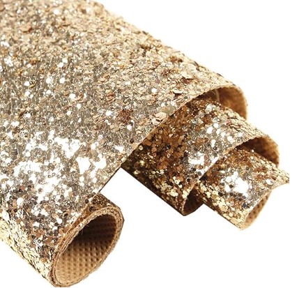 Self Adhesive Champagne Gold Chunky Glitter Wallpaper, Sparkle Glitter Wallpaper for Wall (17.4in x 16.4ft, Champagne Gold)
