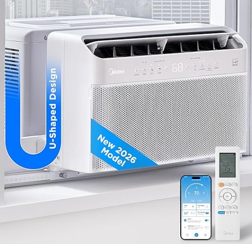 Best Window-Mounted Air Purifiers for "Pollen Season" Protection 4 Midea 6,000 BTU U Shaped Smart Inverter Window Air Conditioner - Cools 250 Sq Ft, Ultra Quiet with Open Window Operation - Alexa/Google Assistant Compatible, 37% Energy Savings, Remote (2026 Edition)