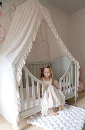 7 Kids’ Room Decor Ideas to Inspire Imaginative Play 2 Wonder Space Elegant Kids Bed Canopy - Lace Chiffon Netting with Pom Pom, Princess Girls Fairy Dream Tent, Nursery Room Baby Crib Hanging Curtain Mosquito Net Children Reading Nook Decoration (Beige)
