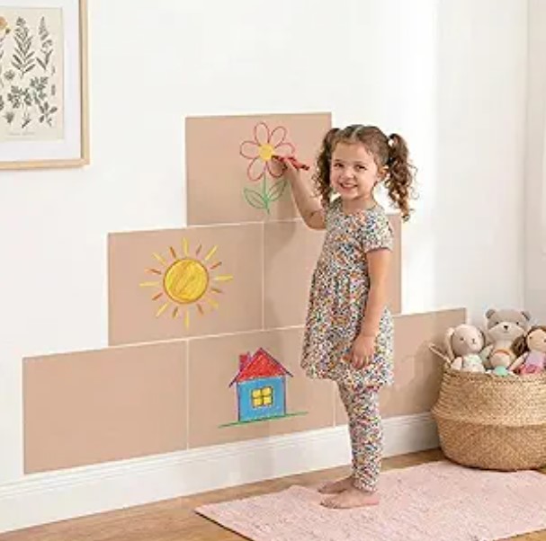 7 Kids’ Room Decor Ideas to Inspire Imaginative Play 4 Magnetic Chalkboard Wall Decal for Kids – Set of 6 Peel and Stick Magnet Sheets with Chalk, Tangram Puzzle, and Holder – Modular Learning and Drawing Board for Homeschool, Playroom, Classroom